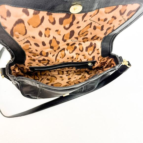 Aimee Kestenberg Fierce & Fab Black Shearling Leather Saddlebag Handbag - Picture 6 of 7